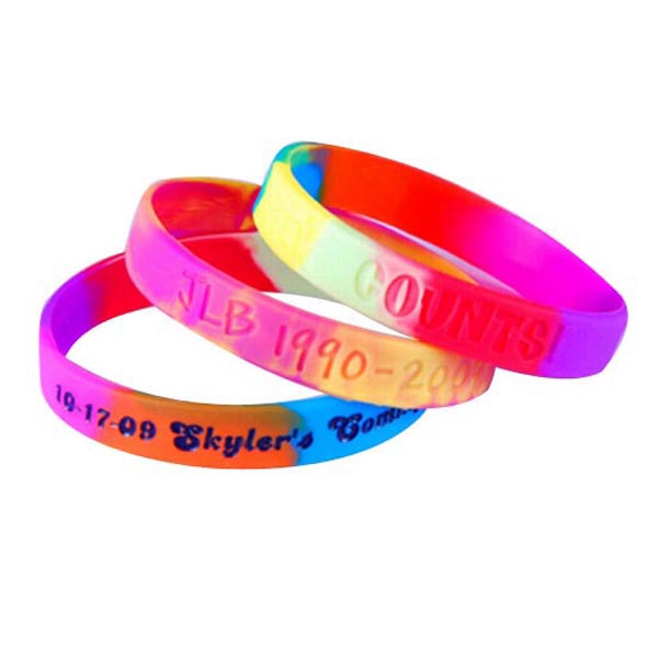 sectional silicon wristband with ink filled debossed logo   | EVPW5169